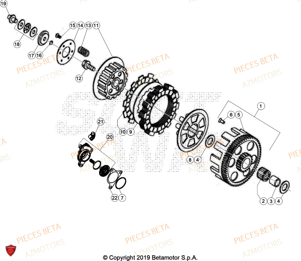 Embrayage AZMOTORS Pièces BETA REV 80 JUNIOR - (2025)