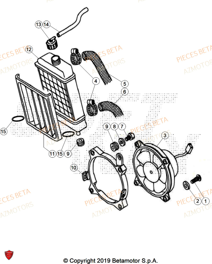 Radiateur AZMOTORS Pièces BETA REV 80 JUNIOR - (2025)
