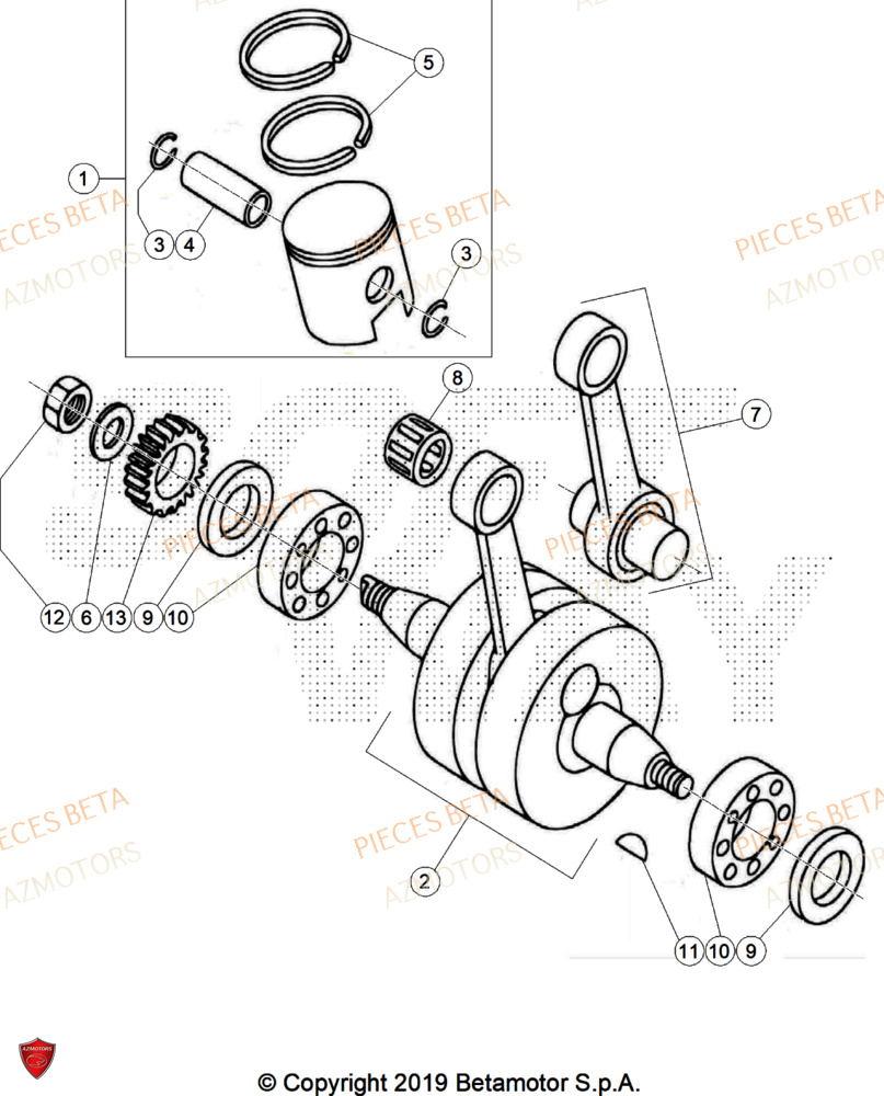 Vilebrequin AZMOTORS Pièces BETA REV 80 JUNIOR - (2025)