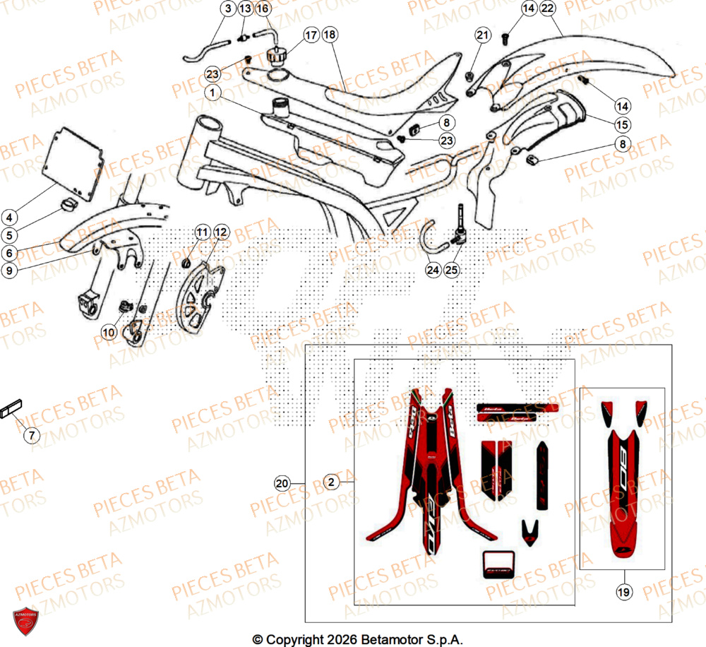 Carenages AZMOTORS PiÃ¨ces BETA REV 80 JUNIOR - (2026)