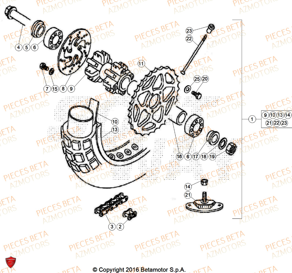 Roue Arriere AZMOTORS PiÃ¨ces BETA REV 80 JUNIOR - (2026)