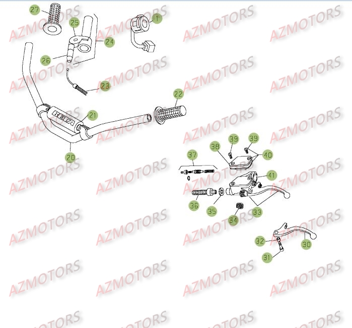 Commandes   Guidon AZMOTORS PiÃ¨ces BETA REV 3-125cc  - [2005]