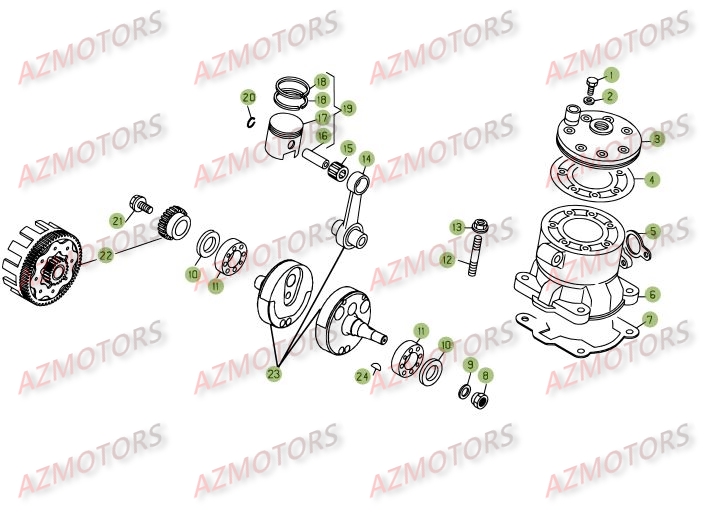 Vilebrequin   Piston   Contre Arbre AZMOTORS PiÃ¨ces BETA REV 3-125cc  - [2005]