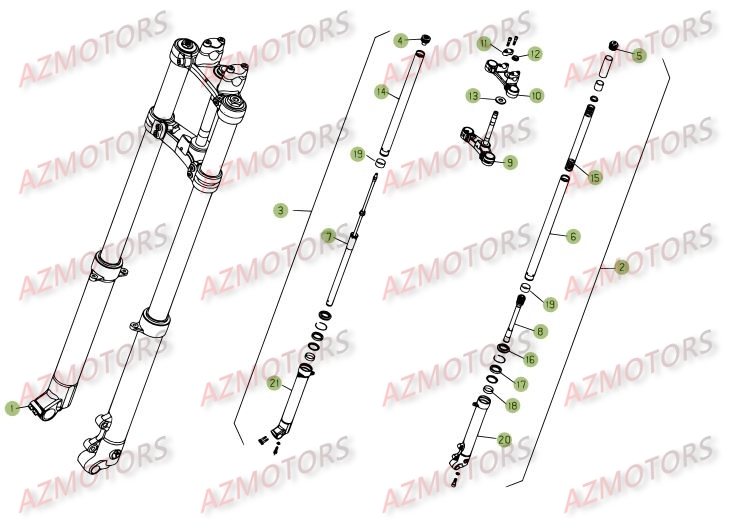 Fourche AZMOTORS PiÃ¨ces BETA REV 3-200cc  - [2005]