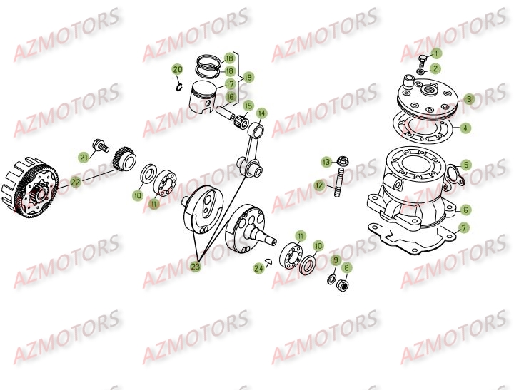 Vilebrequin   Piston   Contre Arbre AZMOTORS PiÃ¨ces BETA REV 3-200cc  - [2005]