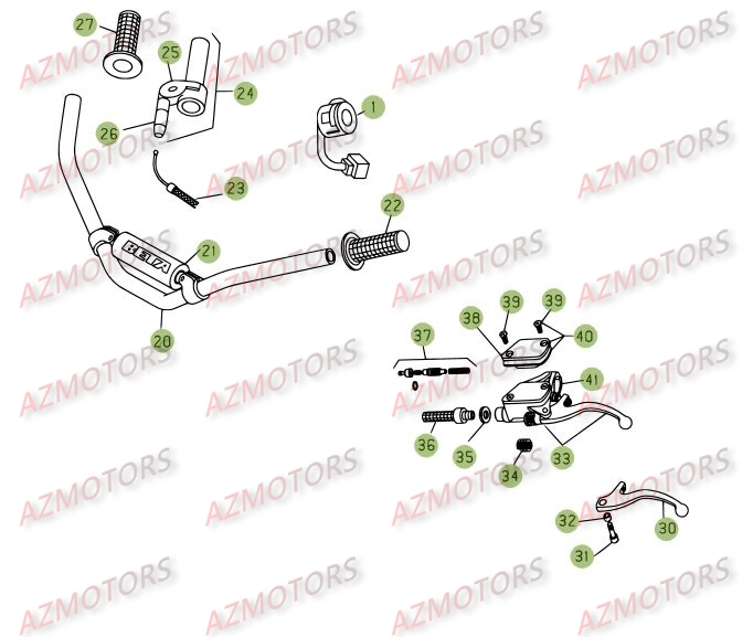 Commandes   Guidon AZMOTORS PiÃ¨ces BETA REV 3-250cc  - [2005]