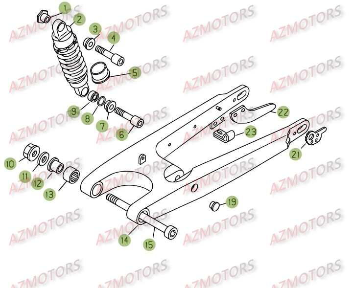 Suspensions Arriere AZMOTORS PiÃ¨ces BETA REV 3-250cc  - [2005]