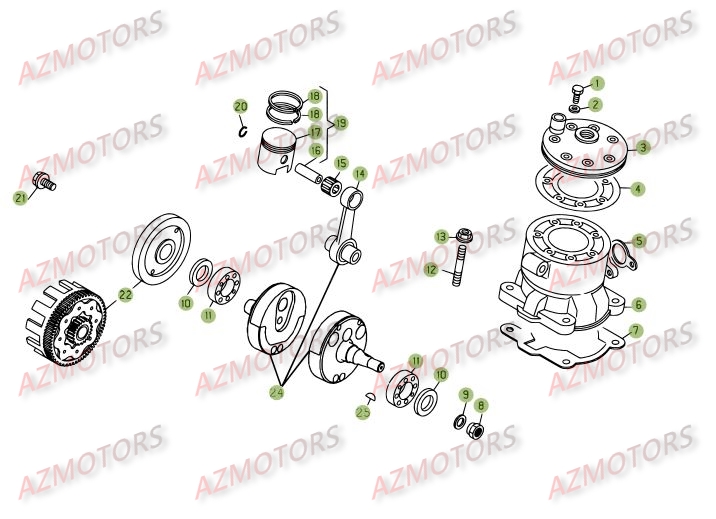 Vilebrequin   Piston   Contre Arbre AZMOTORS PiÃ¨ces BETA REV 3-250cc  - [2005]