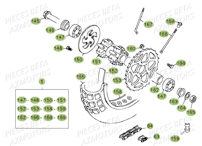 Roue Arriere AZMOTORS PiÃ¨ces BETA REV 80 - [2009]
