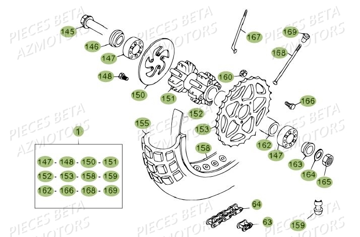 Roue Arriere AZMOTORS PiÃ¨ces BETA REV 80 - [2010-2011]