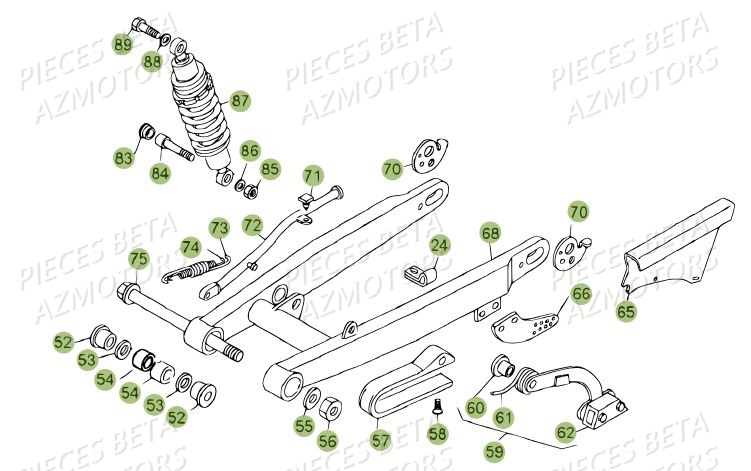 Suspension Arriere AZMOTORS PiÃ¨ces BETA REV 80 - [2010-2011]