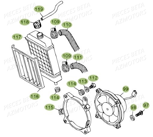 Radiateur AZMOTORS PiÃ¨ces BETA REV 80 - [2012]