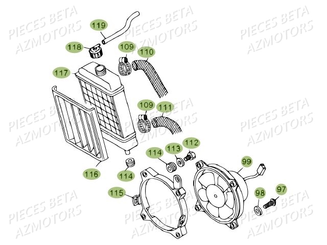 Radiateur AZMOTORS PiÃ¨ces BETA REV 80 - (2013)