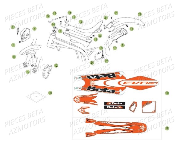 Carenages AZMOTORS PiÃ¨ces BETA REV 80 - (2015)