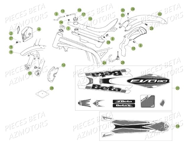 Carenages AZMOTORS PiÃ¨ces BETA REV 80 - (2016)