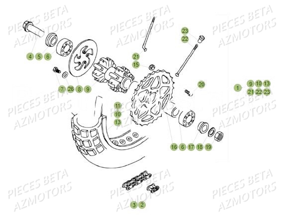 Roue Arriere AZMOTORS PiÃ¨ces BETA REV 80 - (2018)