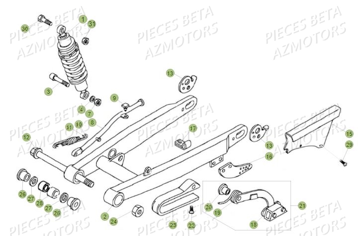 Suspension Arriere AZMOTORS PiÃ¨ces BETA REV 80 - (2018)