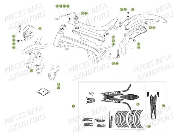 Carenages AZMOTORS PiÃ¨ces BETA REV 80 - (2019)