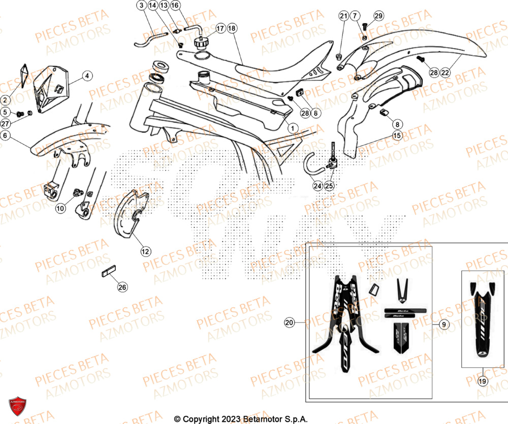 Carenages AZMOTORS PiÃ¨ces BETA REV 80 - (2024)