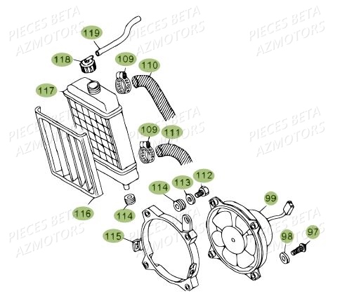 Radiateur AZMOTORS PiÃ¨ces BETA REV 80 JUNIOR - [2009]