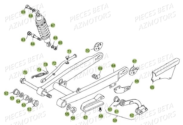 Suspension Arriere AZMOTORS PiÃ¨ces BETA REV 80 JUNIOR - [2009]