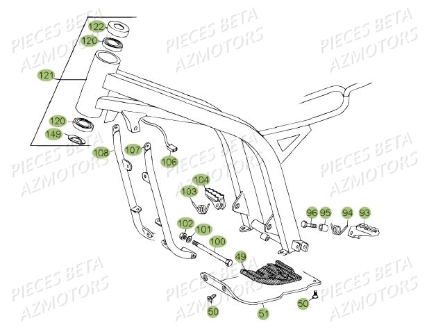 Chassis Du N Serie 100001 A 100299 AZMOTORS PiÃ¨ces BETA REV 80 JUNIOR - (2010-2011)