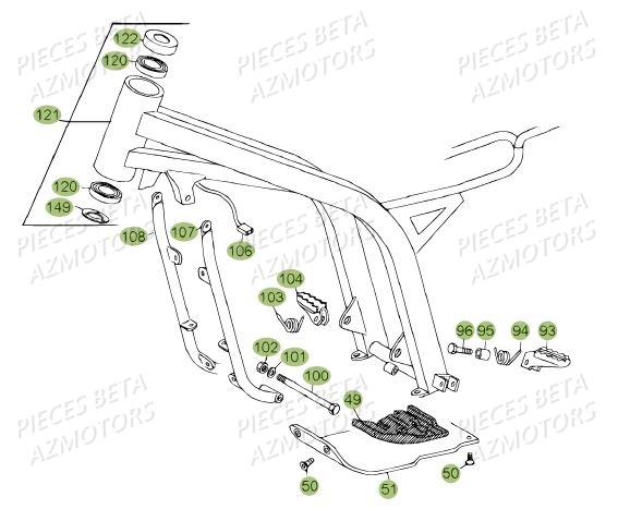 Chassis Du N Serie 100300 A 100401 AZMOTORS PiÃ¨ces BETA REV 80 JUNIOR - (2010-2011)