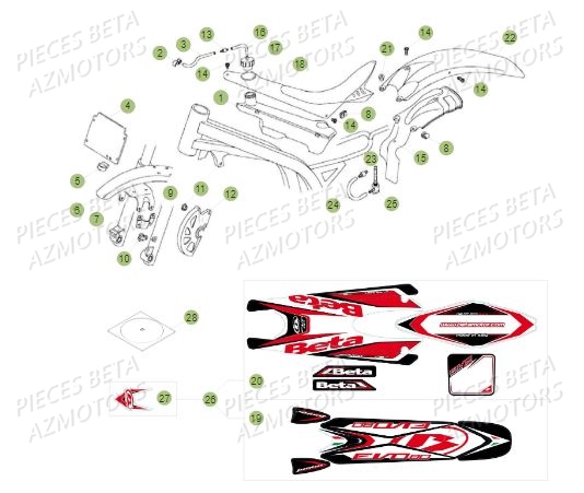 Carenages Du No Serie 100402 A 199999 AZMOTORS PiÃ¨ces BETA REV 80 JUNIOR - (2012)