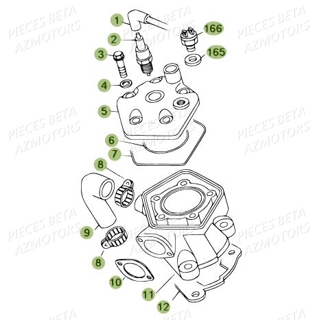 Cylindre AZMOTORS PiÃ¨ces BETA REV 80 JUNIOR - (2012)