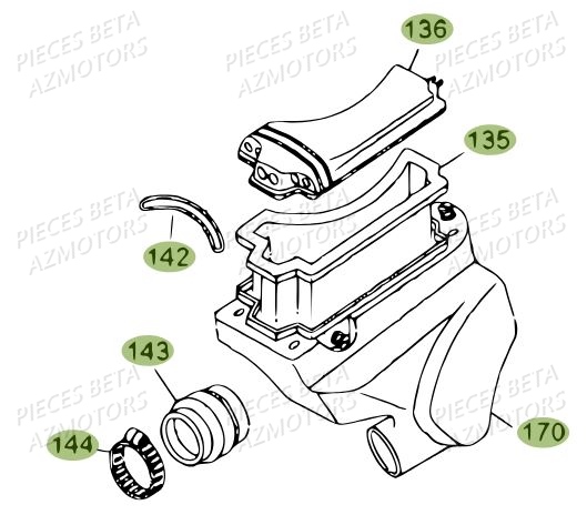 Filtre A Air AZMOTORS PiÃ¨ces BETA REV 80 JUNIOR - (2012)