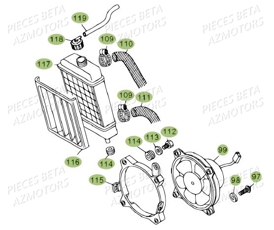 Radiateur AZMOTORS PiÃ¨ces BETA REV 80 JUNIOR - (2012)