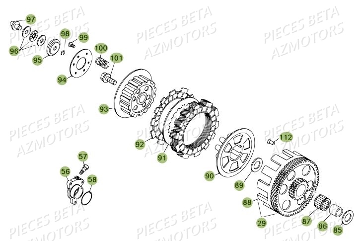 Embrayage Du No Serie 100207 A 199999 AZMOTORS PiÃ¨ces BETA REV 80 JUNIOR - (2013)