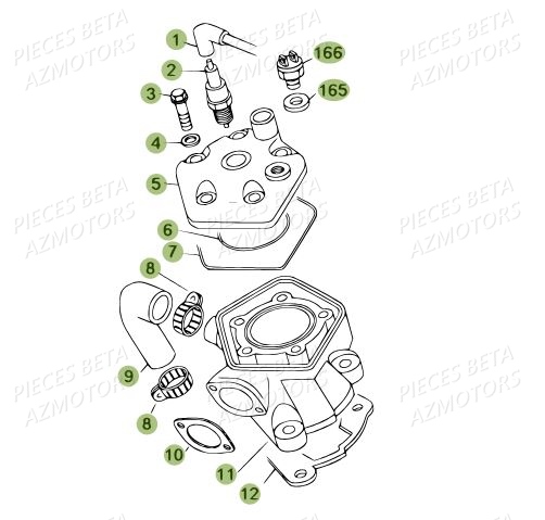 Cylindre AZMOTORS PiÃ¨ces BETA REV 80 JUNIOR - (2014)
