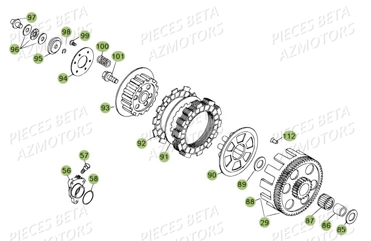 Embrayage Du No Serie 100001 A 100206 AZMOTORS PiÃ¨ces BETA REV 80 JUNIOR - (2014)