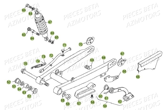 Suspension Arriere AZMOTORS PiÃ¨ces BETA REV 80 JUNIOR - (2014)