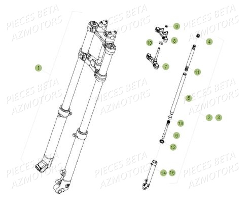 Fourche AZMOTORS PiÃ¨ces BETA REV 80 JUNIOR - (2015)