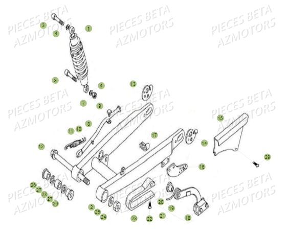 Suspension Arriere AZMOTORS PiÃ¨ces BETA REV 80 JUNIOR - (2015)