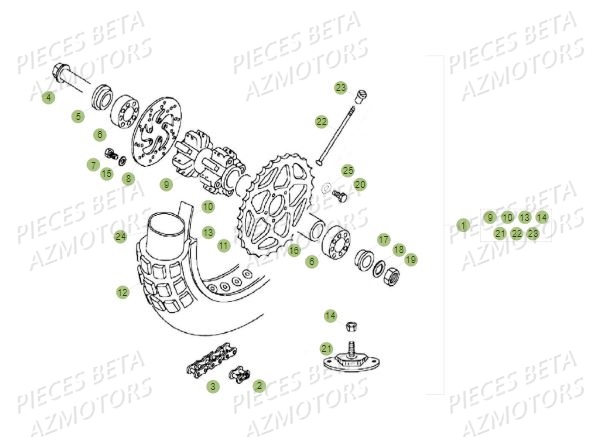 Roue Arriere AZMOTORS PiÃ¨ces BETA REV 80 JUNIOR - (2016)