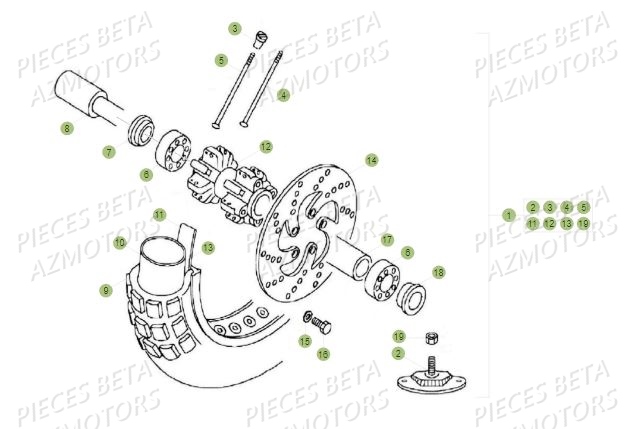 Roue Avant AZMOTORS PiÃ¨ces BETA REV 80 JUNIOR - (2016)