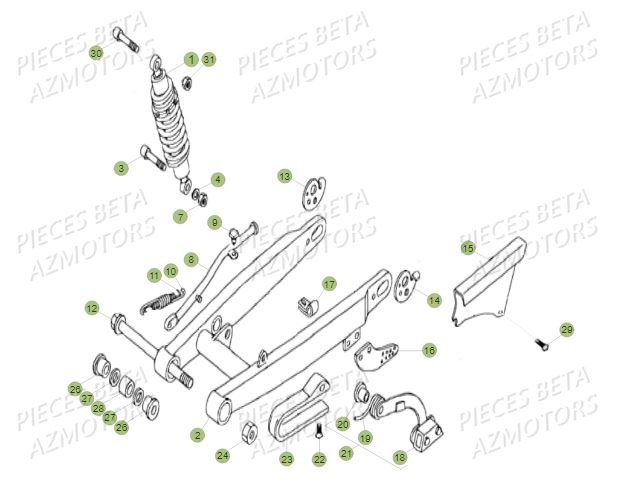Suspension Arriere AZMOTORS PiÃ¨ces BETA REV 80 JUNIOR - (2018)