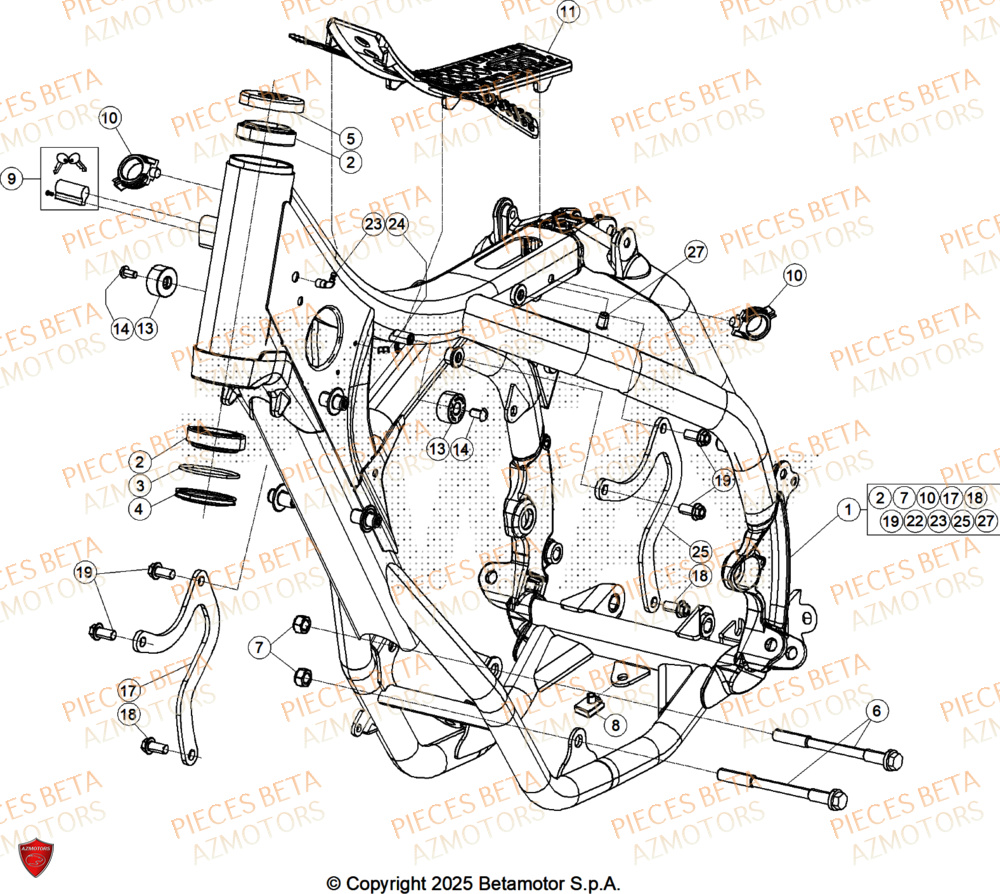 Chassis AZMOTORS PiÃ¨ces Beta RR 125 2T RACE - 2026