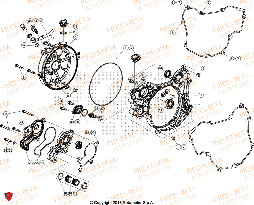 Couvercle Embrayage AZMOTORS PiÃ¨ces Beta RR 125 2T RACE - 2026