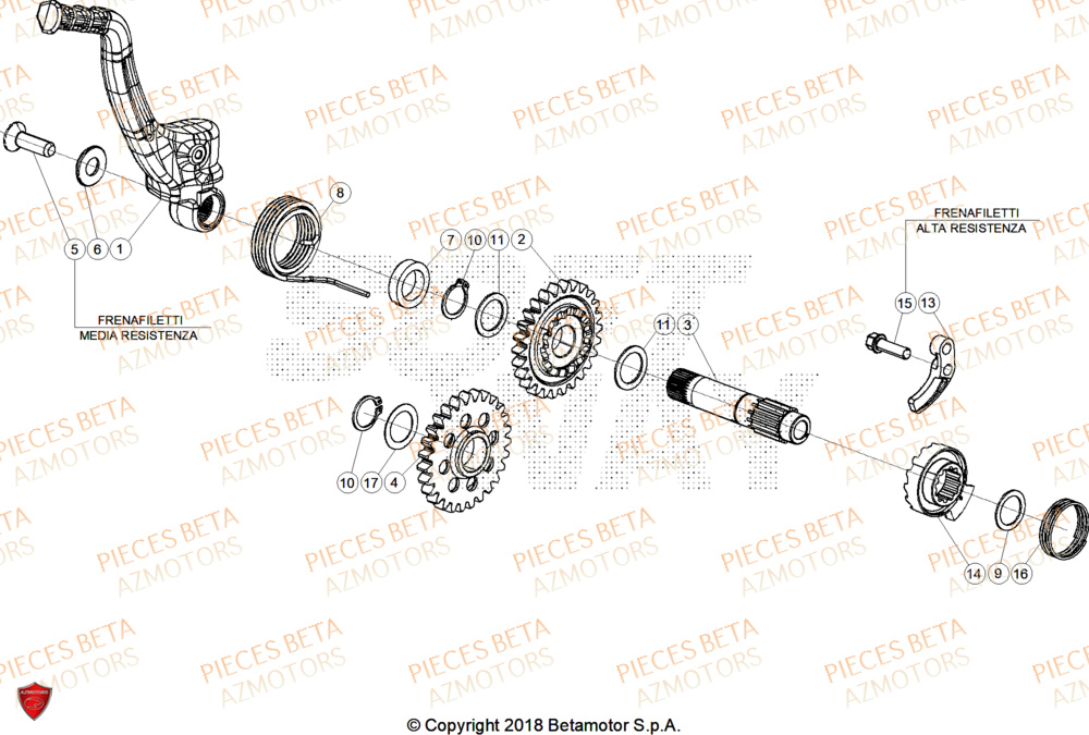 Kick Starter AZMOTORS PiÃ¨ces Beta RR 125 2T RACE - 2026