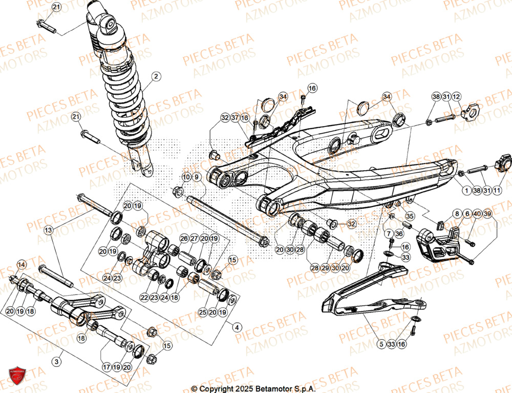 Bras Oscillant AZMOTORS PiÃ¨ces Beta RR 125 2T X-PRO - 2026