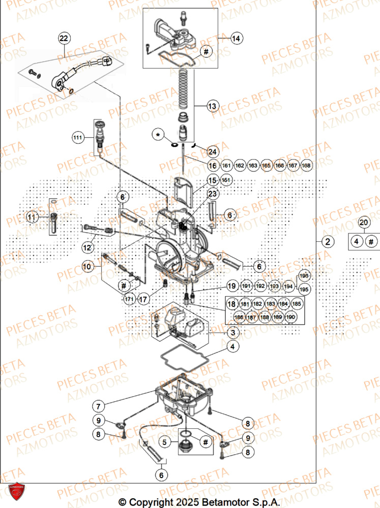 Carburateur AZMOTORS PiÃ¨ces Beta RR 125 2T X-PRO - 2026