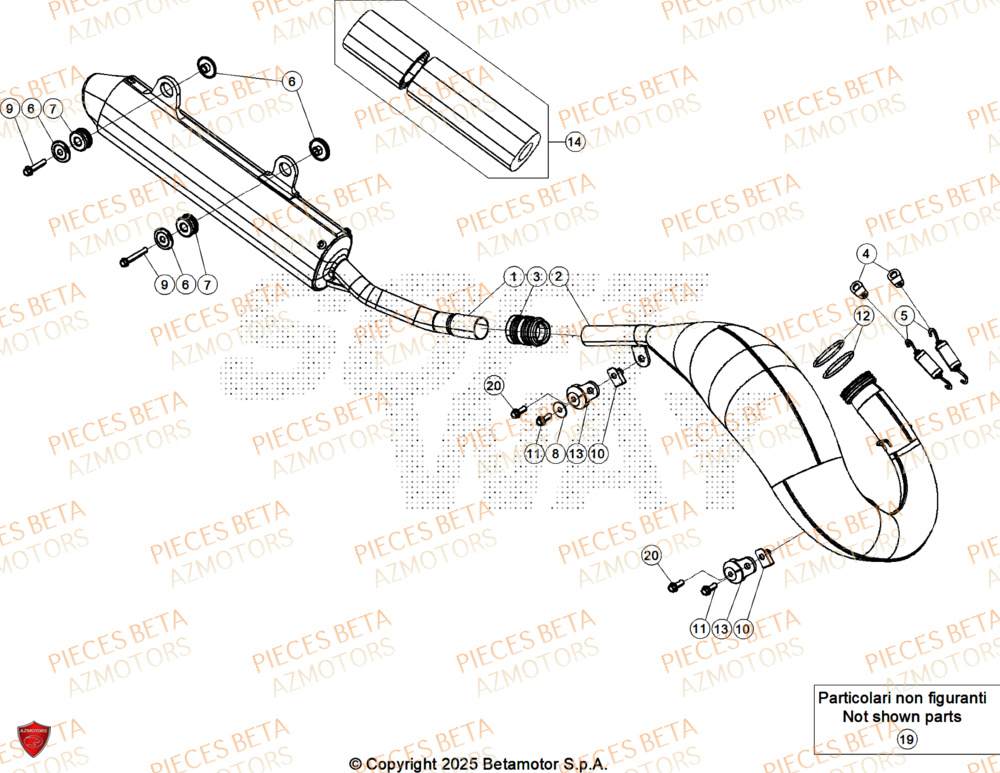 Echappement AZMOTORS PiÃ¨ces Beta RR 125 2T X-PRO - 2026