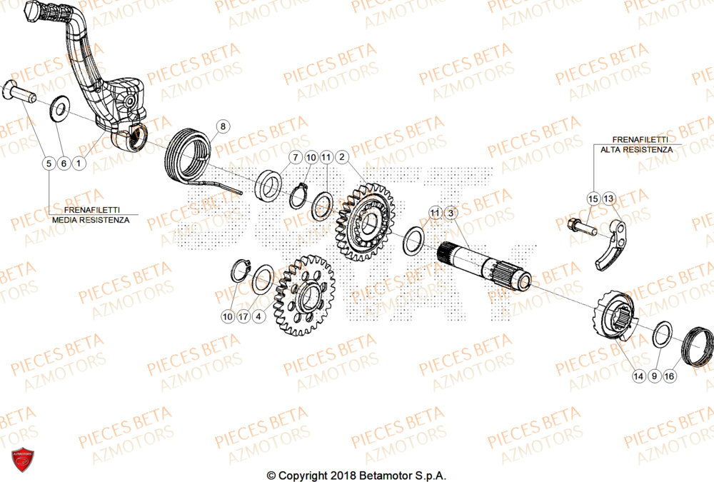 Kick Starter AZMOTORS PiÃ¨ces Beta RR 125 2T X-PRO - 2026