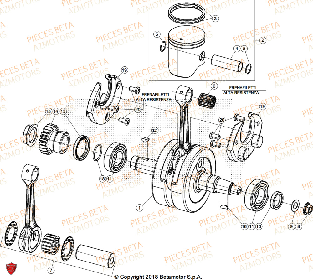Vilebrequin AZMOTORS PiÃ¨ces Beta RR 125 2T X-PRO - 2026