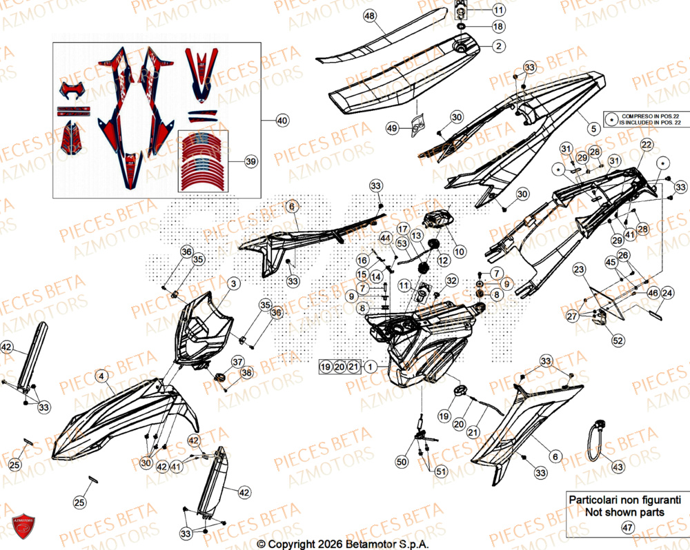 Carenages AZMOTORS PiÃ¨ces Beta ENDURO RR 125 4T R 2026