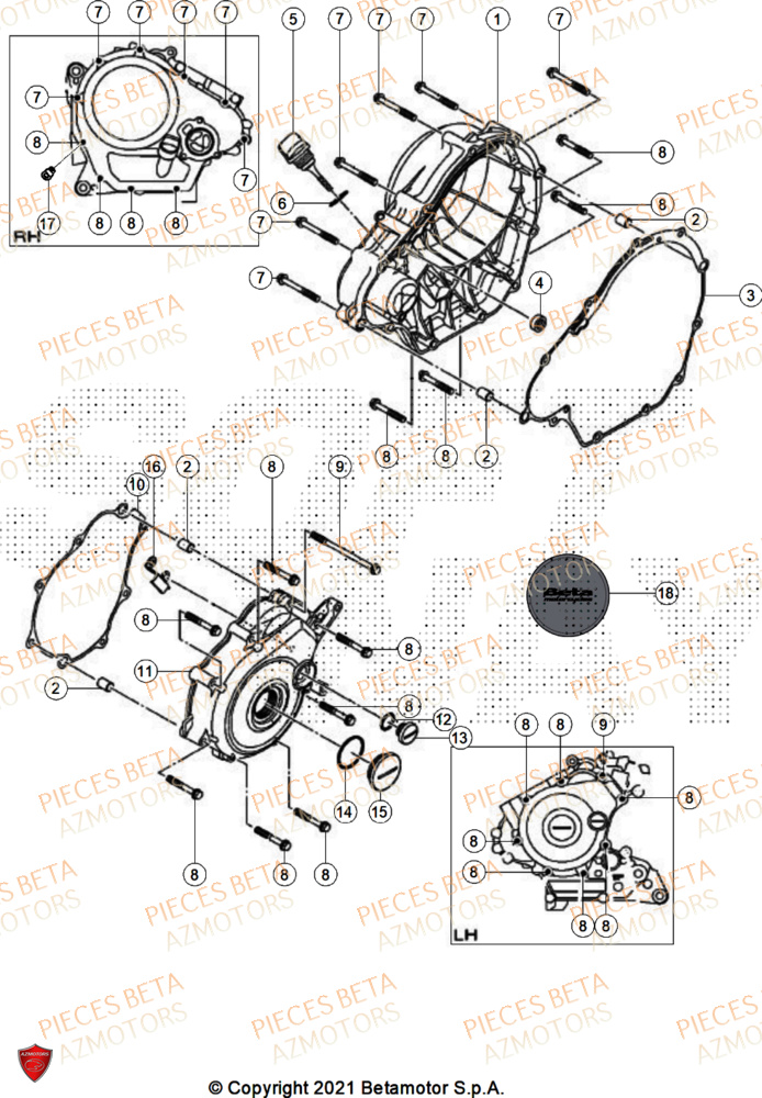 Carter Embrayage AZMOTORS PiÃ¨ces Beta ENDURO RR 125 4T R 2026